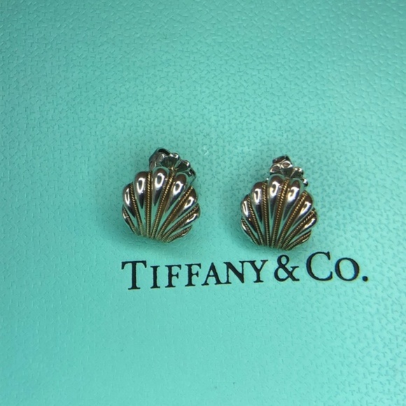 Tiffany & Co. Jewelry - RARE Tiffany & Co 18k Gold & Silver Shell Earrings